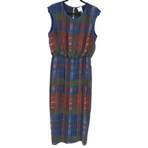Anthropologie HD In Paris Colorful Plaid Patchwork Sleeveless Midi Dress Size 10
